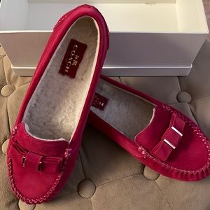 Coach womens Alisha Suede moccasins 8M Rasberry. Barely worn (inside only).